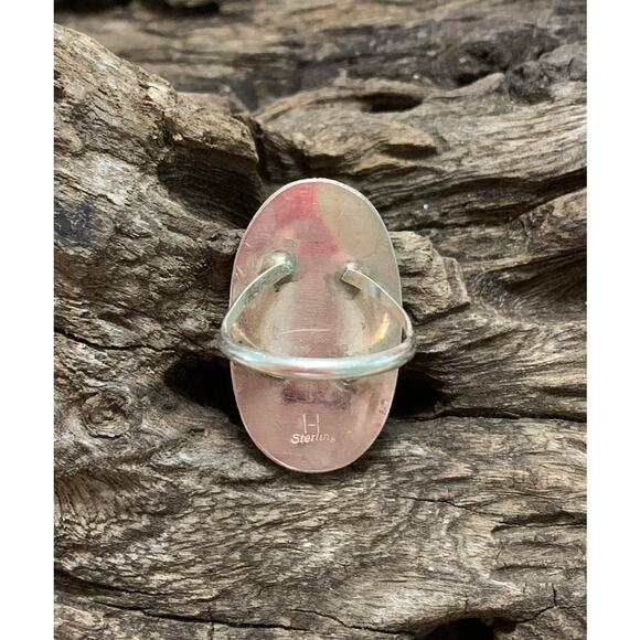 Black Onyx and Sterling Silver Vintage Ring, Size 9 Signed - Picture 6 of 6